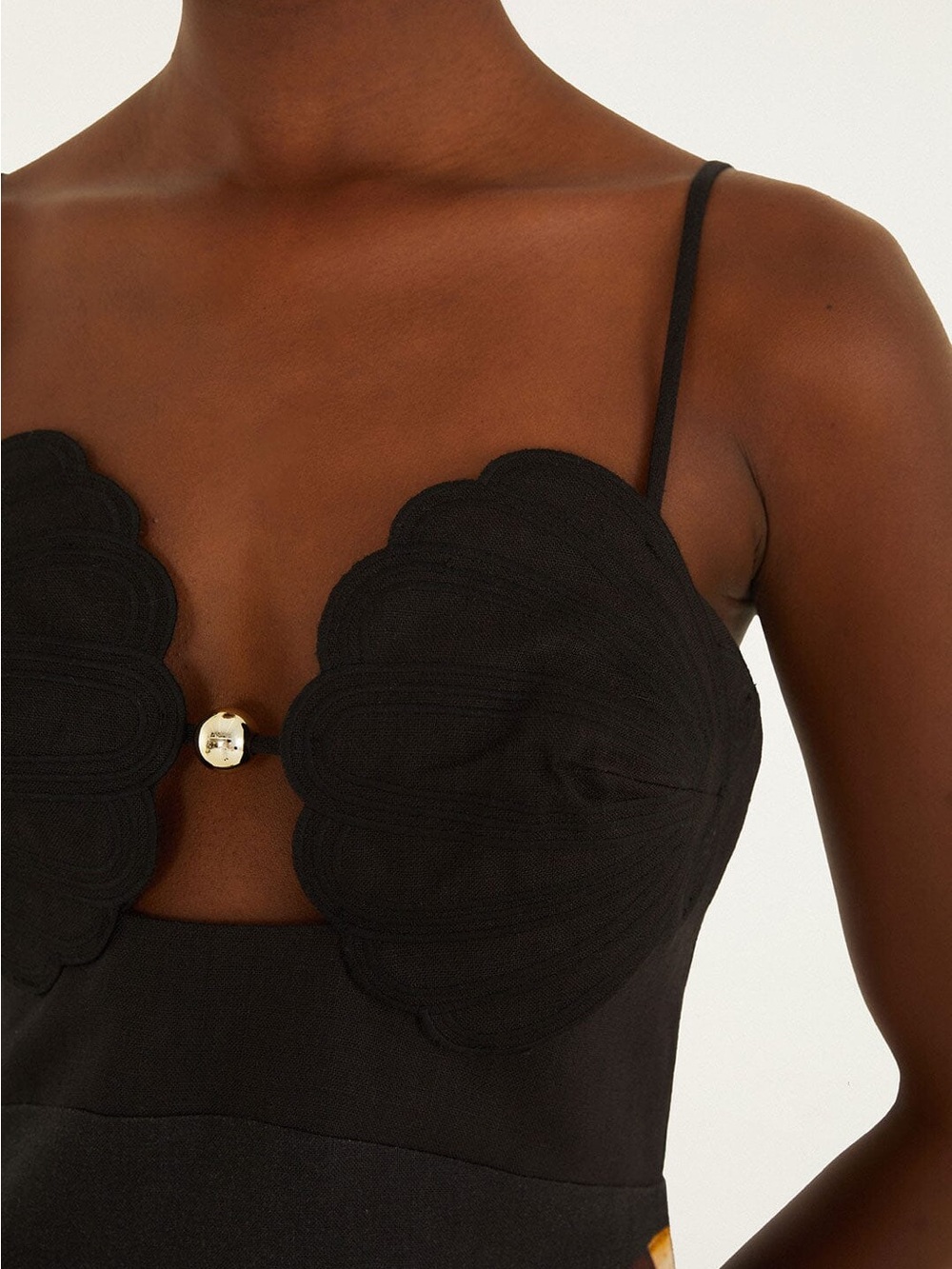 FARM Rio Black Ammonite Shell Bodice Cut Out Mini Dress- Size Large - Picture 2 of 5